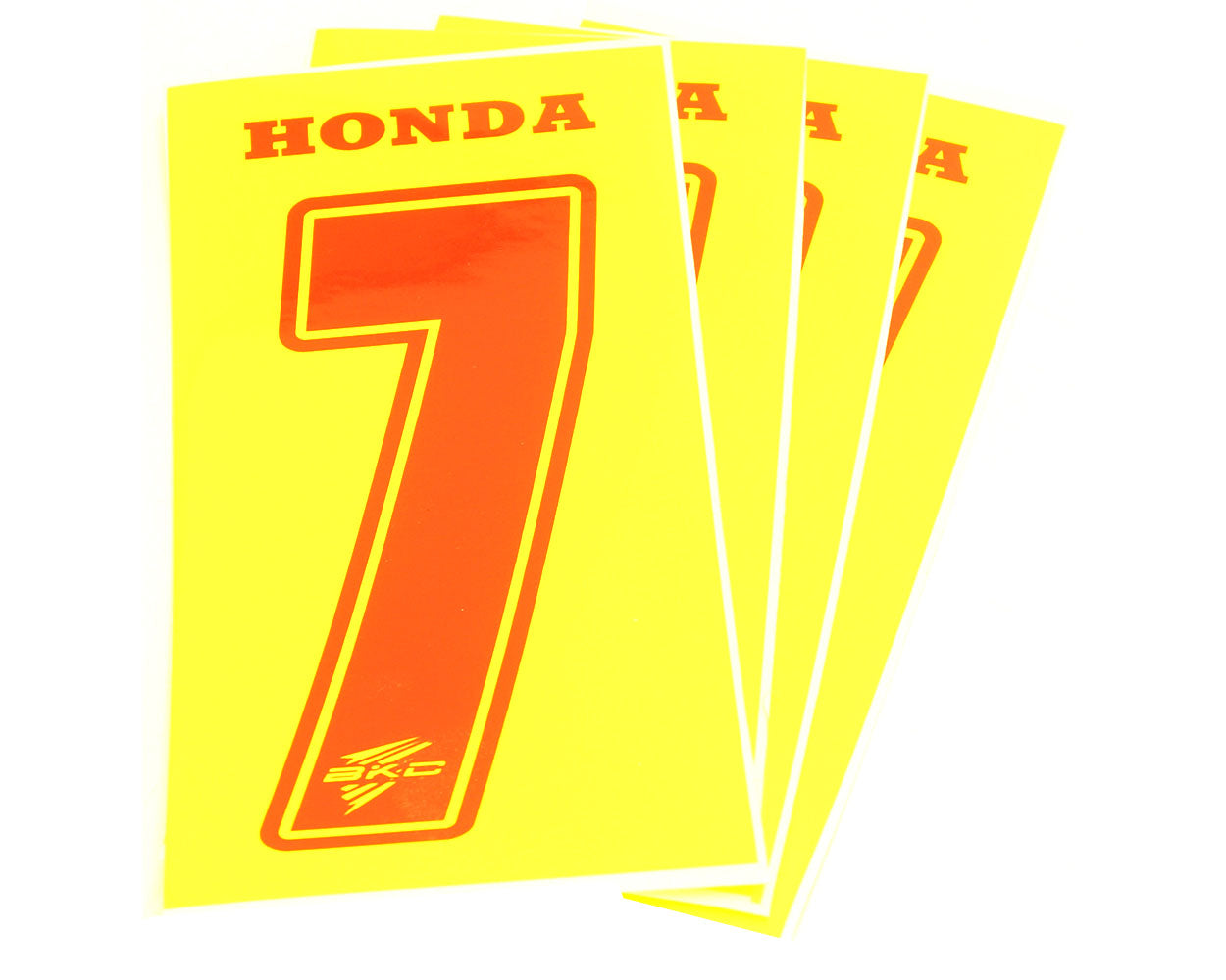 Bkc Bambino Race Numbers - 7 Red On Yellow - Pack 4