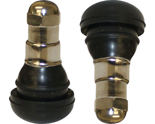 Short Tyre Valve With Silver Caps X 2