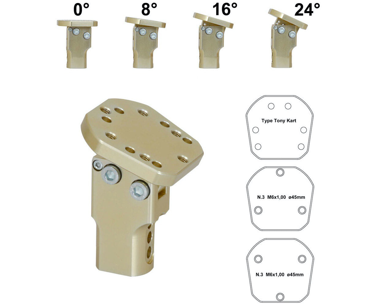 Adjustable Short Steering Wheel Boss 0 - 8 - 16 - 24 D.20mm MAGNESIUMK355M