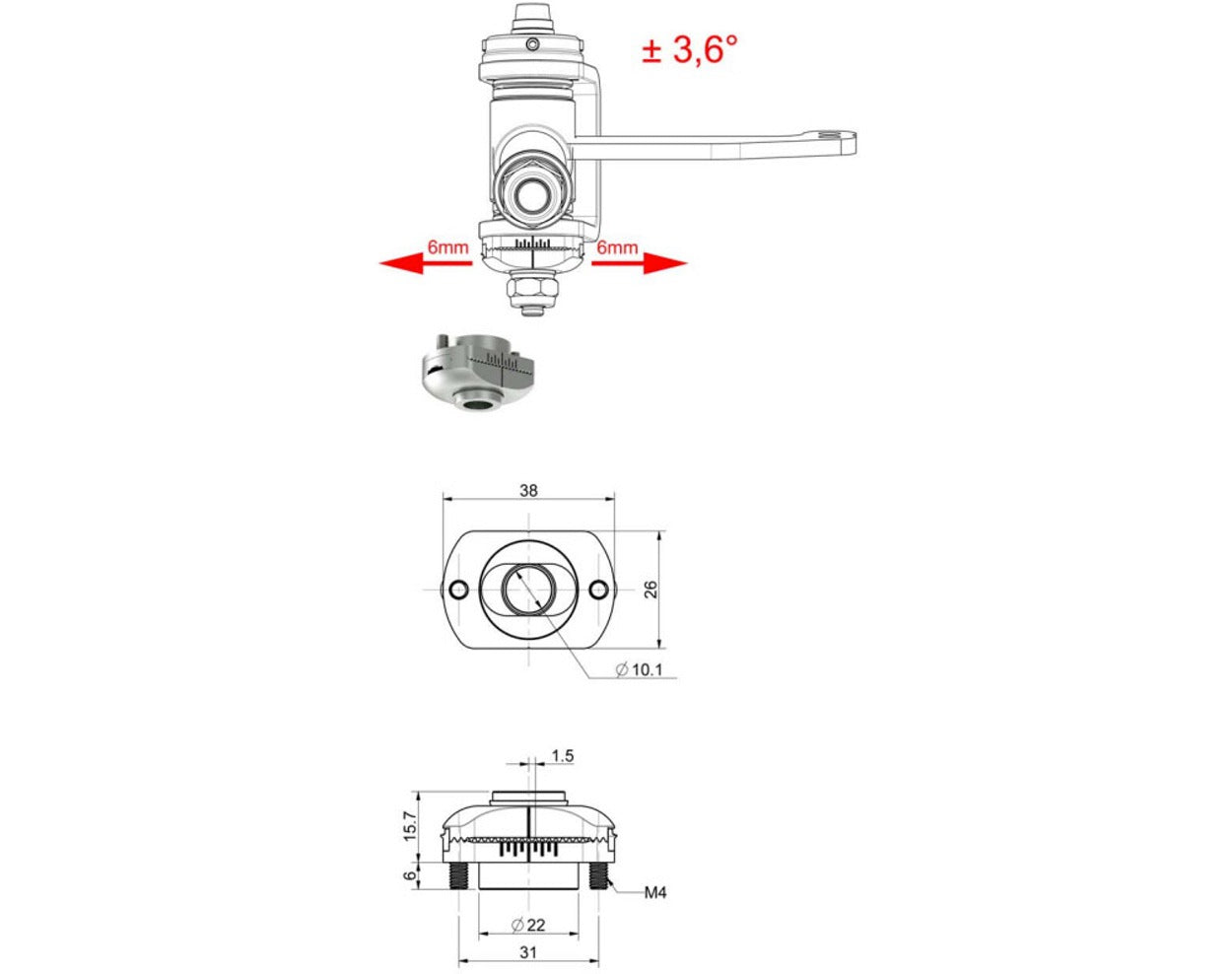 R/R Caster Adjustor 10mm (Single)