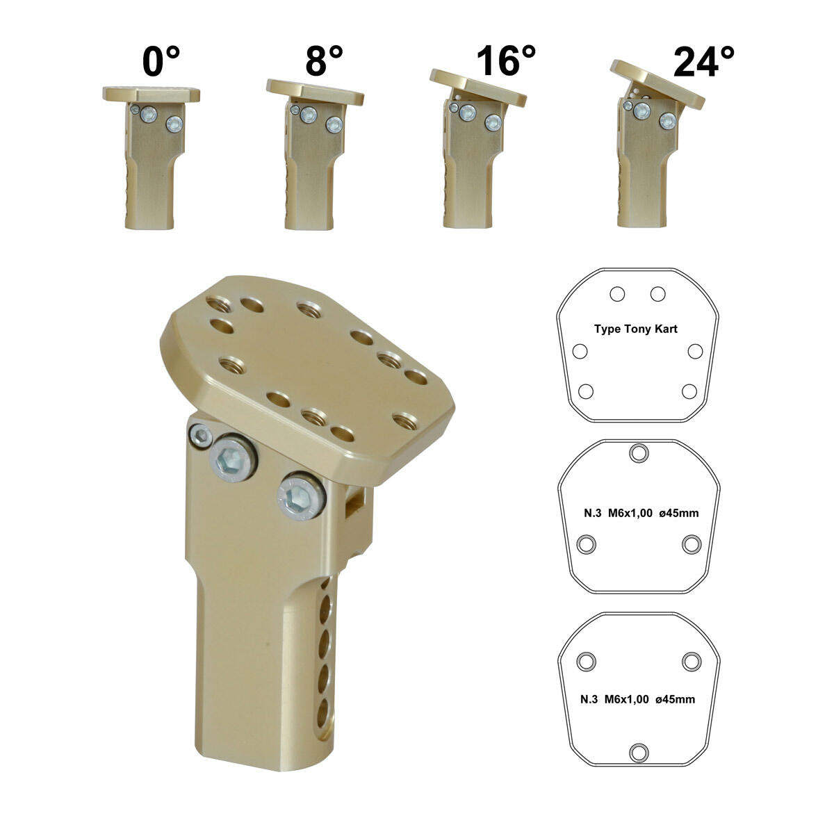 Adjustable Long Steering Wheel Boss 0¡ - 8¡ - 16¡ - 24¡ D.20Mm