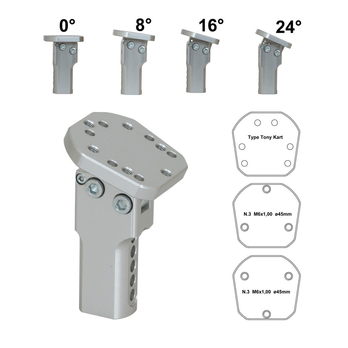 Adjustable Long Steering Wheel Boss 0¡ - 8¡ - 16¡ - 24¡ D.20Mm