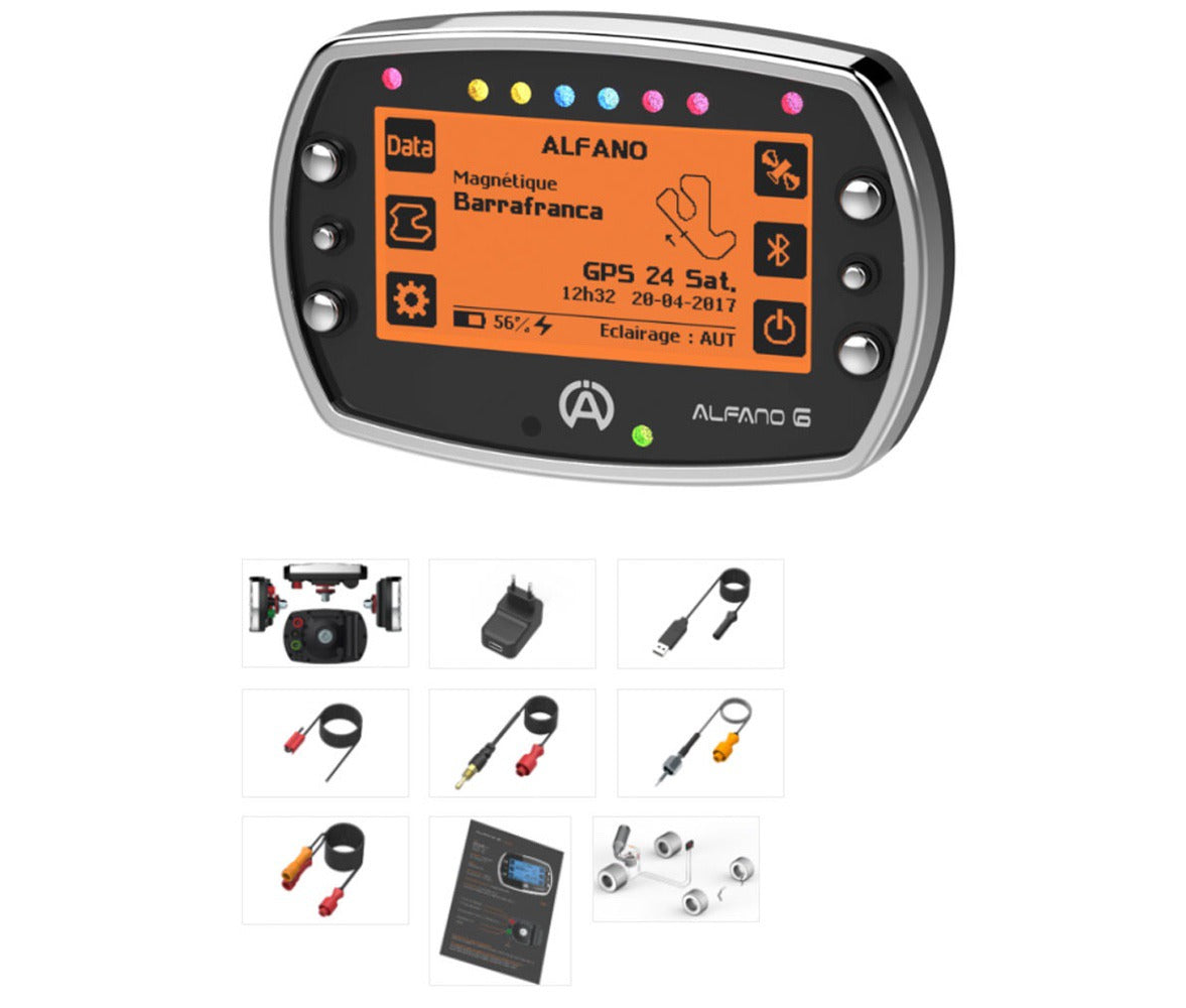 Alfano 6 2T GPS Lap Timer Kit Water & Std Egt Kf Sensor Karting