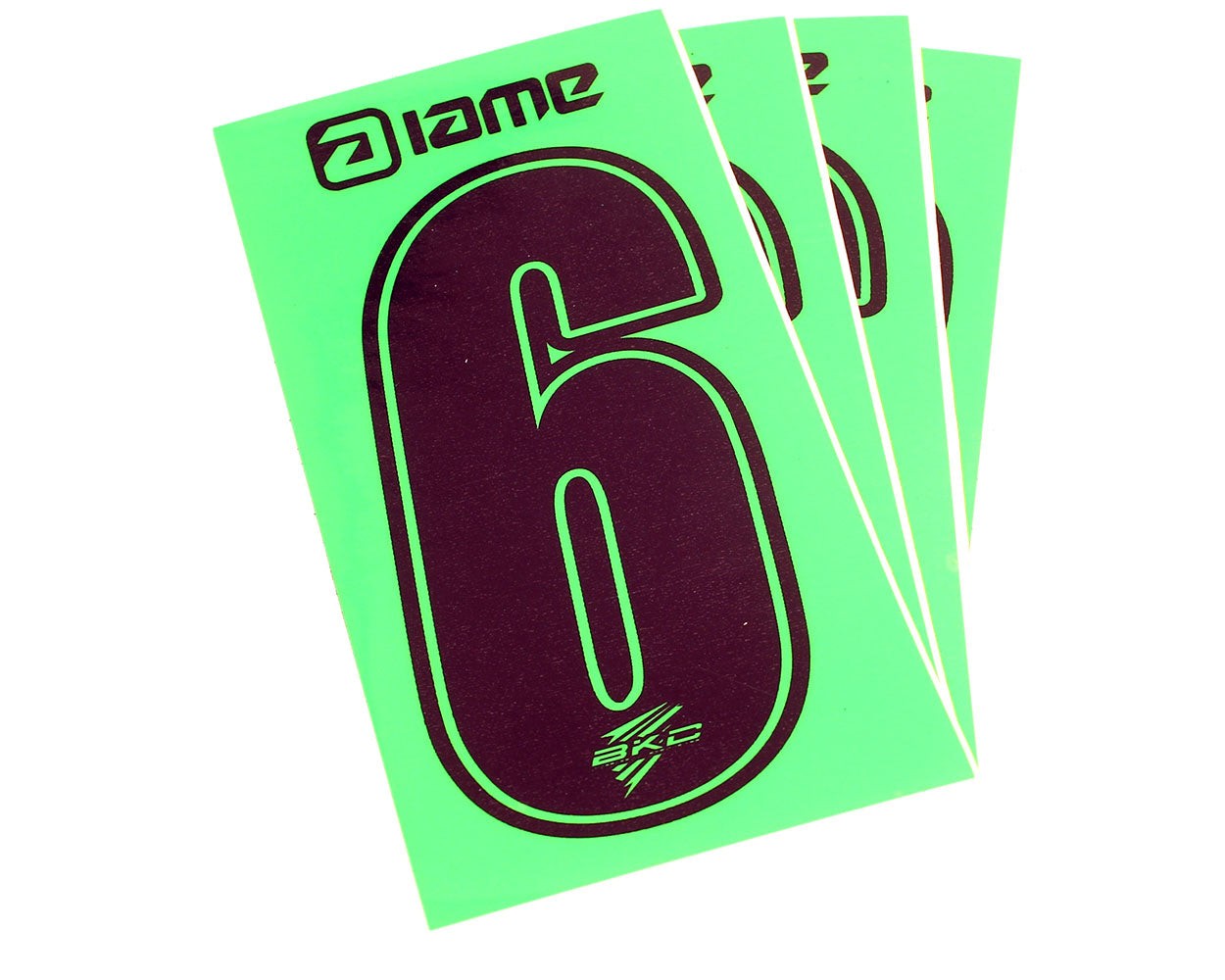 Bkc Bambino Race Numbers - 6 Black On Green - Pack 4