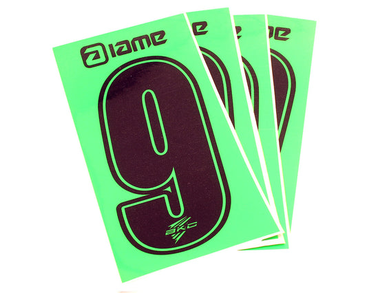 Bkc Bambino Race Numbers - 9 Black On Green - Pack 4