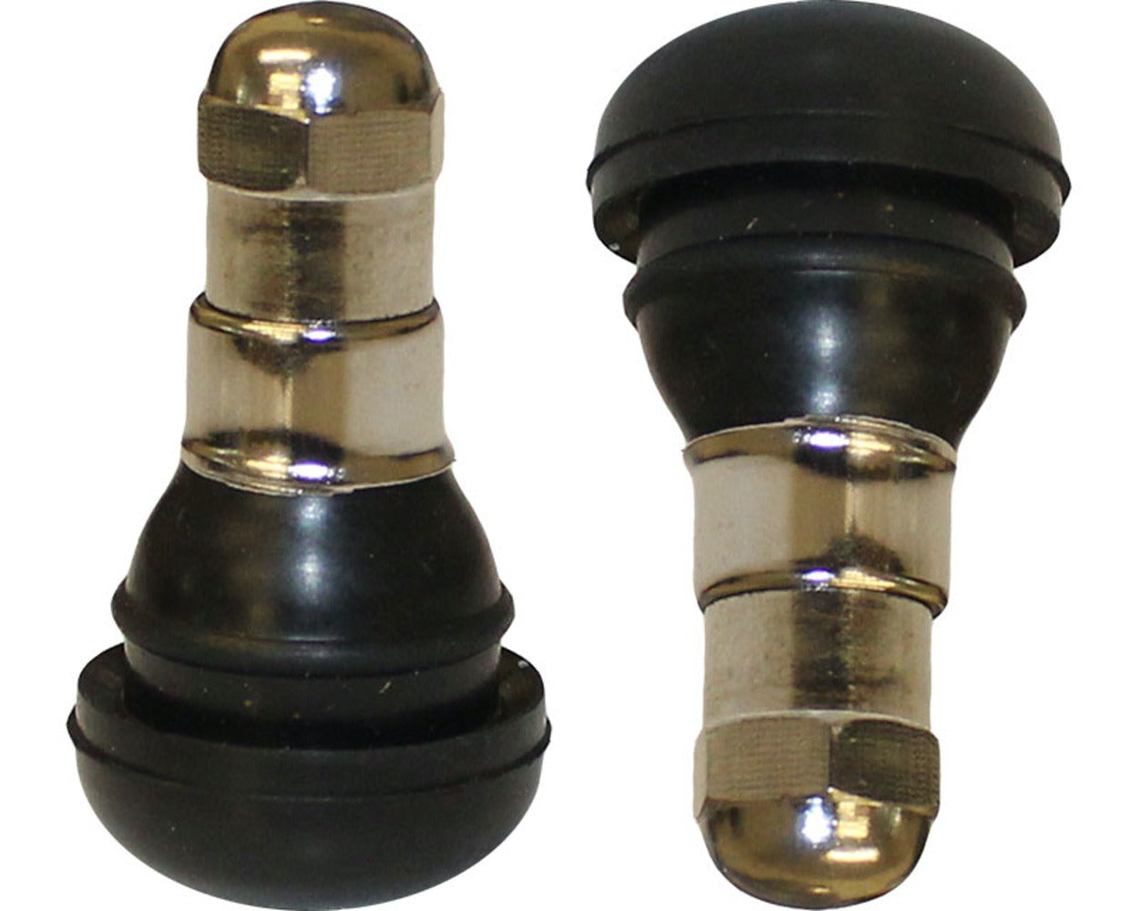 Short Tyre Valve With Silver Caps X 2