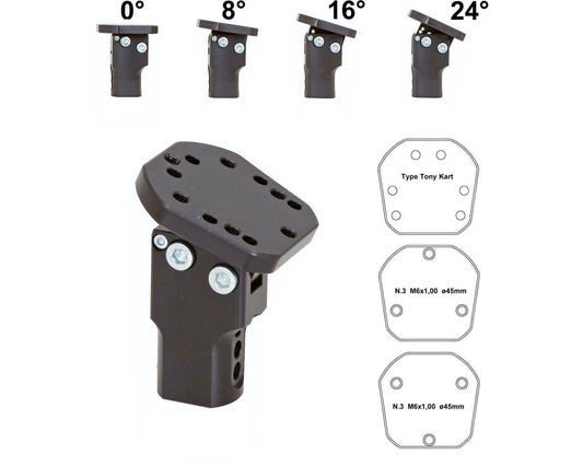 Adjustable Short Steering Wheel Boss 0 - 8 - 16 - 24 D.20mm BlackK355N