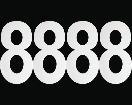 Adhesive Number 8 White Pkt 4