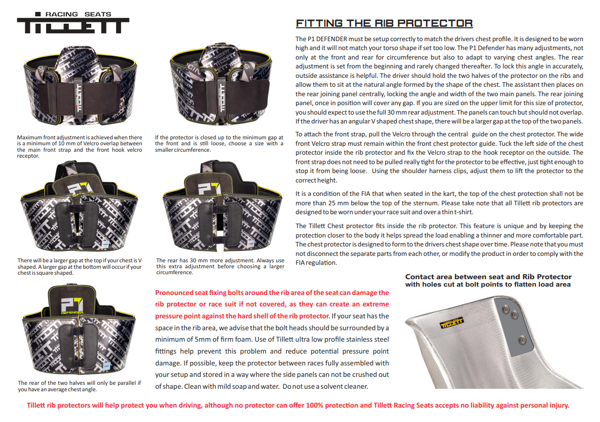 2022 Tillett P1 Defender CIK Rib Protector
