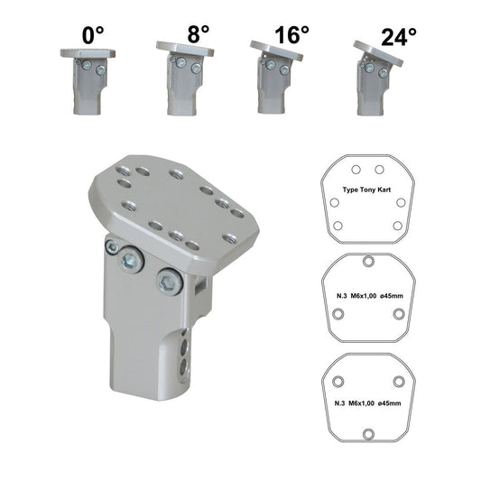 Adjustable Short Steering Wheel Boss 0 - 8 - 16 - 24 D.20mm SilverK355S